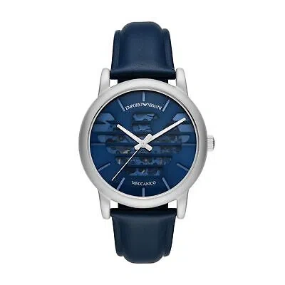 Pre-owned Emporio Armani Mens Automatic Wristwatch  Luigi Ar60030 Leather Blue