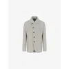 Emporio Armani Mens Beige Scuro Melange Chunky-knit Asymmetric Wool-blend Blazer In Beige Scuro Melange