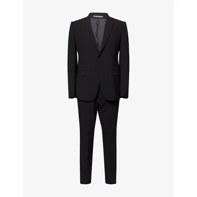 Emporio Armani Mens Black Beauty M Line Single-breasted Virgin-wool Suit