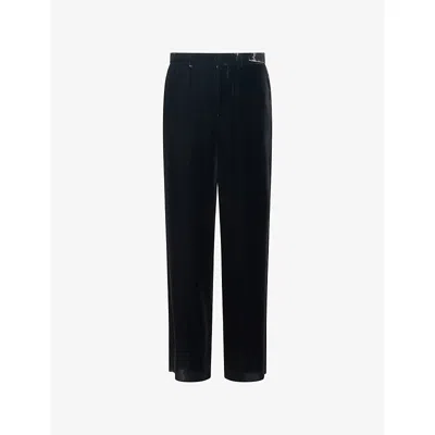 Emporio Armani Mens Black Beauty Velvet Straight-leg Woven Trousers
