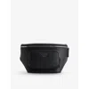 Emporio Armani Mens ;log-embellished Saffiano-leather Belt Bag Black