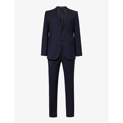 Emporio Armani Mens Blu Notched-lapel Regular-fit Single-breasted Virgin-wool Suit