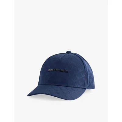 Emporio Armani Mens Bluette Jacquard-print Brand Plaque Cotton Cap