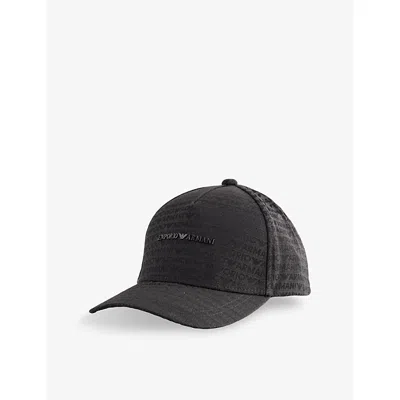 Emporio Armani Mens Bristol Black Jacquard-print Brand Plaque Cotton Cap