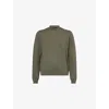 Emporio Armani Mens Squares 06k0 Embossed-pattern Crew-neck Regular-fit Wool Jumper Xxxl In Green