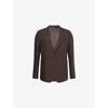 Emporio Armani Mens Chocolate Torte Notch-lapel Single-breasted Linen Blazer In Brown