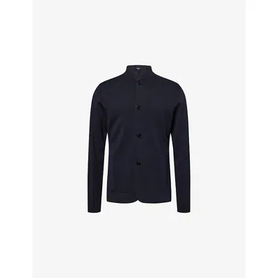 Emporio Armani Mens  Buttoned Long-sleeve Knitted Cardigan In Blue
