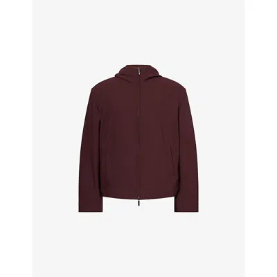 Emporio Armani Mens Decadent Chocolate Seersucker Hooded Woven Jacket In Black