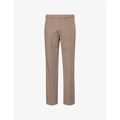 Emporio Armani Mens  Slim-fit Straight-leg Twill Trousers In Brown