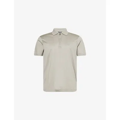 Emporio Armani Mens Short-sleeves Regular-fit Woven Polo Shirt Drizzle Xxl