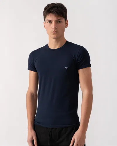 Emporio Armani Mens Eagle Logo Slim Fit Loungewear T-shirt In Blue