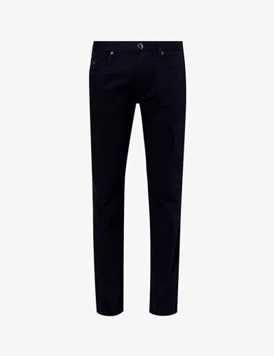 Emporio Armani Mens Blu Navy Belt-loop Brand-patch Regular-fit Tapered-leg In Blue