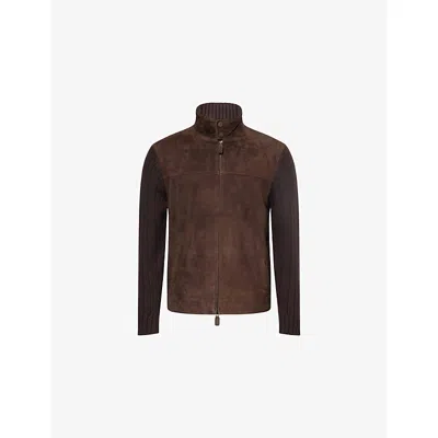 Emporio Armani Mens Blouson Knitted Suede And Wool-blend Jacket Meteorite In Gray