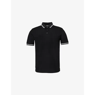 Emporio Armani Ll-over Eagle Logo Polo Shirt In Black