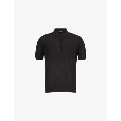 Emporio Armani Knitted Polo In Black