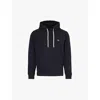 Emporio Armani Mens Blu Navy Logo-embroidered Relaxed-fit Stretch-cotton Blend Hoody
