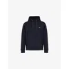 Emporio Armani Mens Logo-embroidered Relaxed-fit Stretch-cotton Blend Hoody Navy In Navy