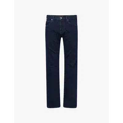Emporio Armani Mens Medium Blue Denim 09 Regular-fit Straight-leg Denim Jeans