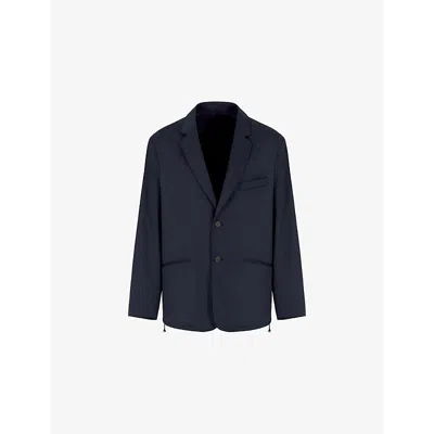 Emporio Armani Single-breasted Jacket In A Lightweight Virgin-wool Blend Twill In Navy_blue