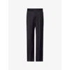 Emporio Armani Mens Tailored Wide-leg Wool Trousers Dark Navy In Blue