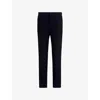Emporio Armani Trousers In A 3d-effect Jersey-wool Blend Stretch Knit In Dark Navy