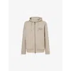 Emporio Armani Mens Greige Logo-embroidered Zipped Stretch-cotton Hoody Xl In Neutral