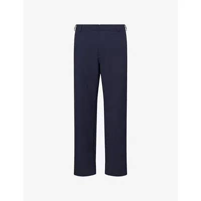 Emporio Armani Mens  Formal Textured Woven Chino Trousers In Blue