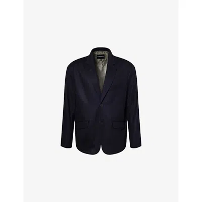 Emporio Armani Mens Single-breasted Notched-lapel Wool-cashmere Blend Sport Blazer Iconico 0920 Blu Nav In Black