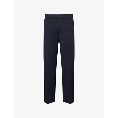 Emporio Armani Mens  Striped Tape Relaxed-fit Cotton Blend Trousers In Blue