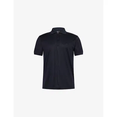 Emporio Armani Mens Short-sleeves Regular-fit Woven Polo Shirt Iconico 0920 Blu Navy Ea Xxl