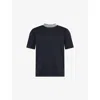 Emporio Armani Cotton Contrast-collar T-shirt In Blue
