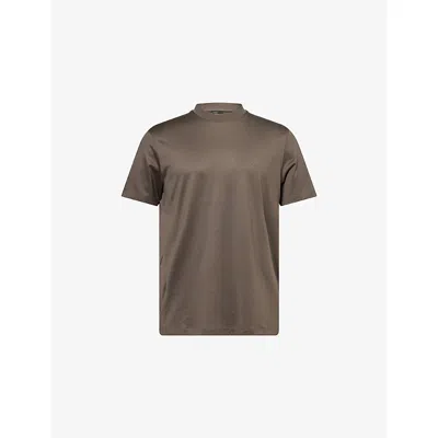 Emporio Armani Mens Kambaba Logo-on-back Regular-fit Jersey T-shirt Xs In Brown