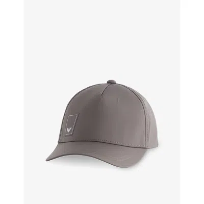 Emporio Armani Mens Kambaba Logo-patch Woven Baseball Cap In Gray