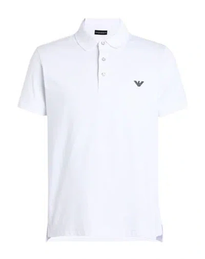 EMPORIO ARMANI EMPORIO ARMANI MENS KNIT POLO S/SLE MAN POLO SHIRT WHITE SIZE XXL COTTON, ELASTANE