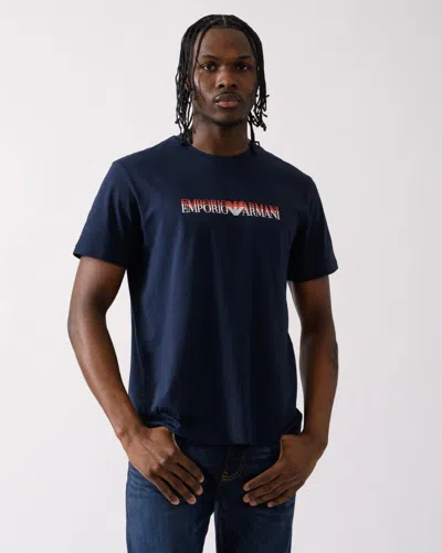 Emporio Armani Mens Large Logo Beach T-shirt In Blue