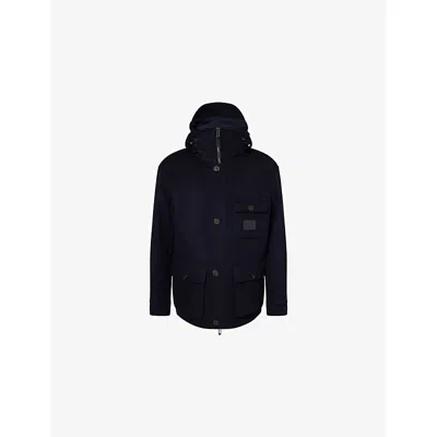 Emporio Armani Mens Logo-patch Flap-pocket Wool-cashmere Blend Jacket Iconico 0920 Blu Nav In Blue