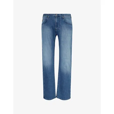 Emporio Armani Mens Medium Blue Denim 09 Regular-fit Straight-leg Denim Jeans