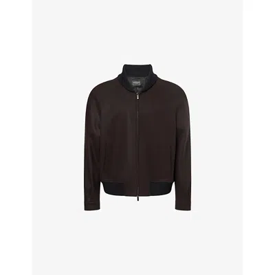 Emporio Armani Mens Meteorite Boiled Wool Blouson Jacket In Gray
