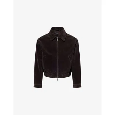 Emporio Armani Mens Meteorite Classic-collar Corduroy Cotton Bomber Jacket In Black