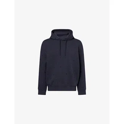 Emporio Armani Logo-embroidered Hoodie In Blue