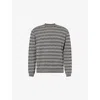 Emporio Armani Mens Navy French Oak Cabk Patterned Crewneck Knitted-wool Jumper In Gray