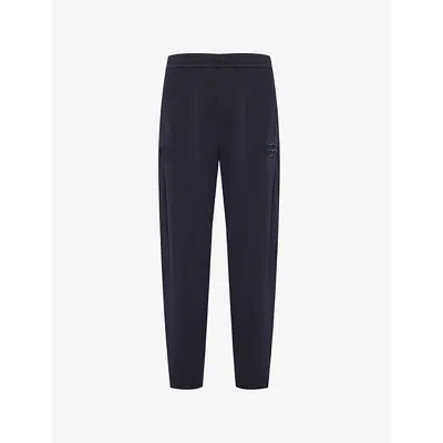 Emporio Armani Mens  Logo-embroidered Tapered-leg Mid-rise Cotton-blend Jogging Bottoms In Navy