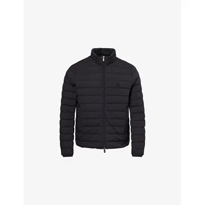 Emporio Armani Mens Nero Badge-embroidered Funnel-neck Shell-down Jacket In Black