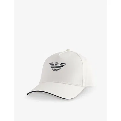 Emporio Armani Mens Off White Brand Logo-print Cotton Cap