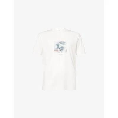 Emporio Armani Mens Off White Printed Crewneck Woven T-shirt Xl