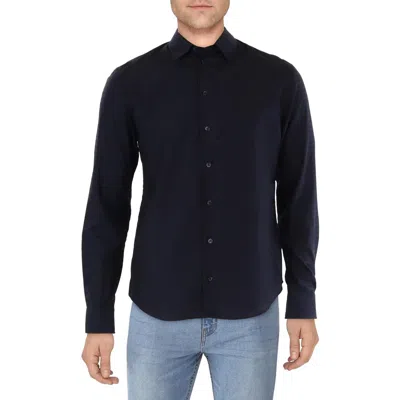 Emporio Armani Mens Printed Cotton Button-down Shirt In Blue