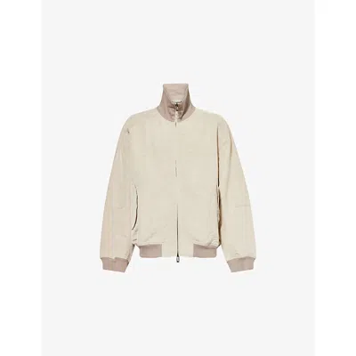 Emporio Armani Mens Ribbed Funnel-neck Woven Jacket Silver Lining