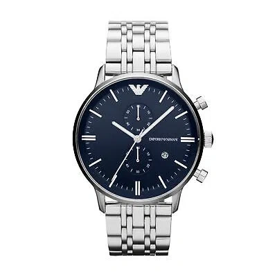Pre-owned Emporio Armani Mens Wristwatch  Gianni Ar1648 Chrono Steel Blue