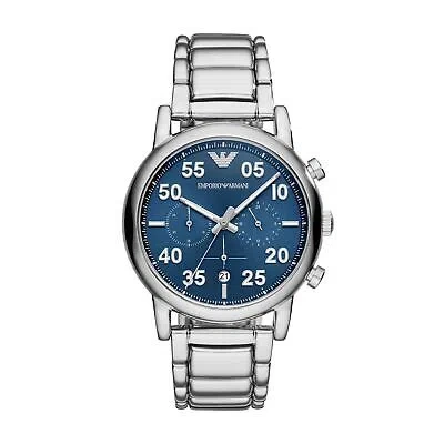 Pre-owned Emporio Armani Mens Wristwatch  Luigi Ar11132 Chrono Stainless Steel Blue