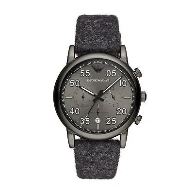 Pre-owned Emporio Armani Mens Wristwatch  Luigi Ar11154 Chrono Leather Felt Black